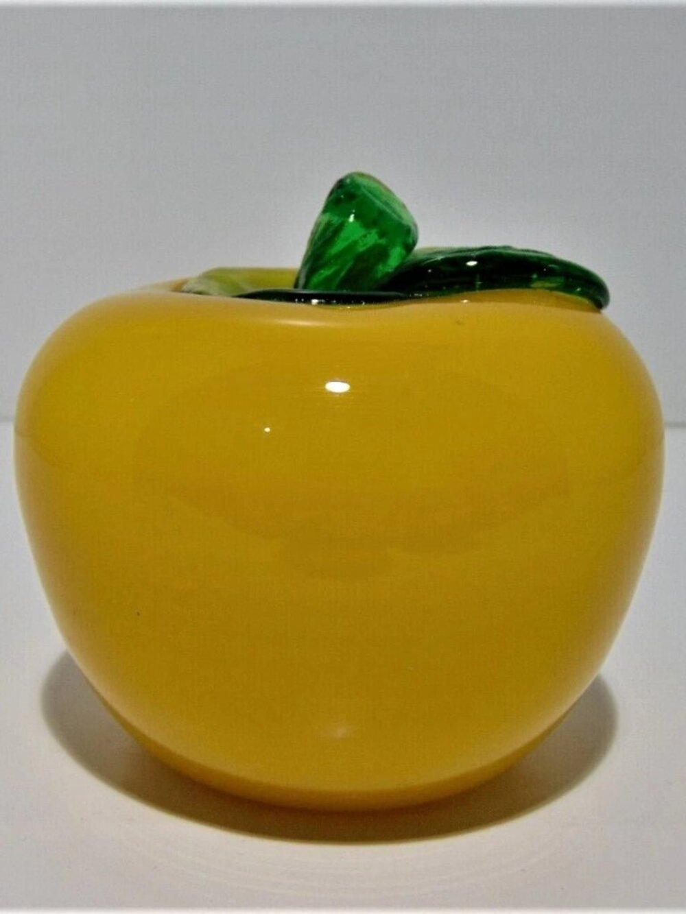 Vintage Yellow Apple Art Glass Fruit Decor